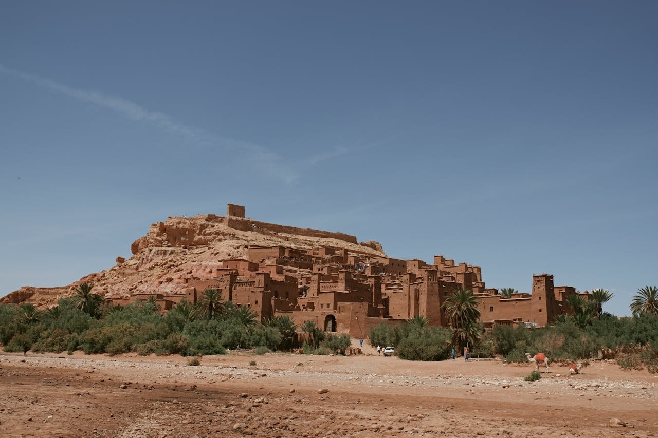 Explore the historic Ait Benhaddou, a UNESCO site in Moroccos desert landscape.
