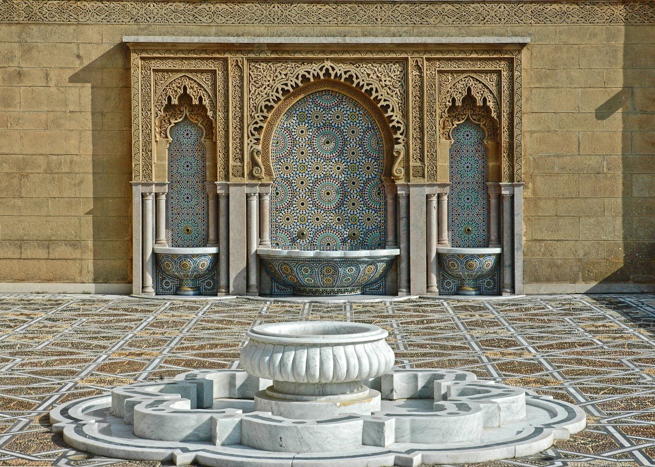 The Art of Drawing Readers In: Your attractive post title goes here Ornate Moroccan fountain with geometric patterns in a courtyard in Rabat, Morocco.